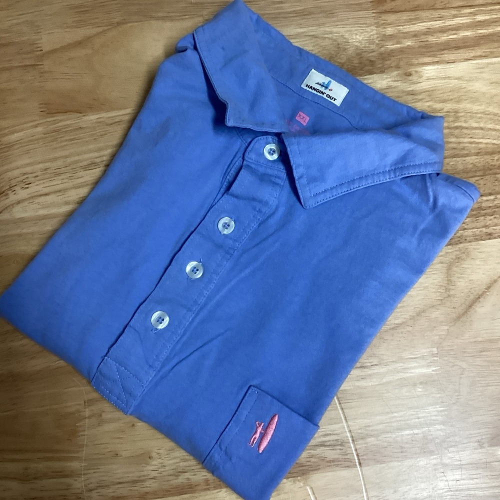 Mens Johnnie O Hangin‎ Out Short Sleeve Pocket Golf Polo- Blue- XXL